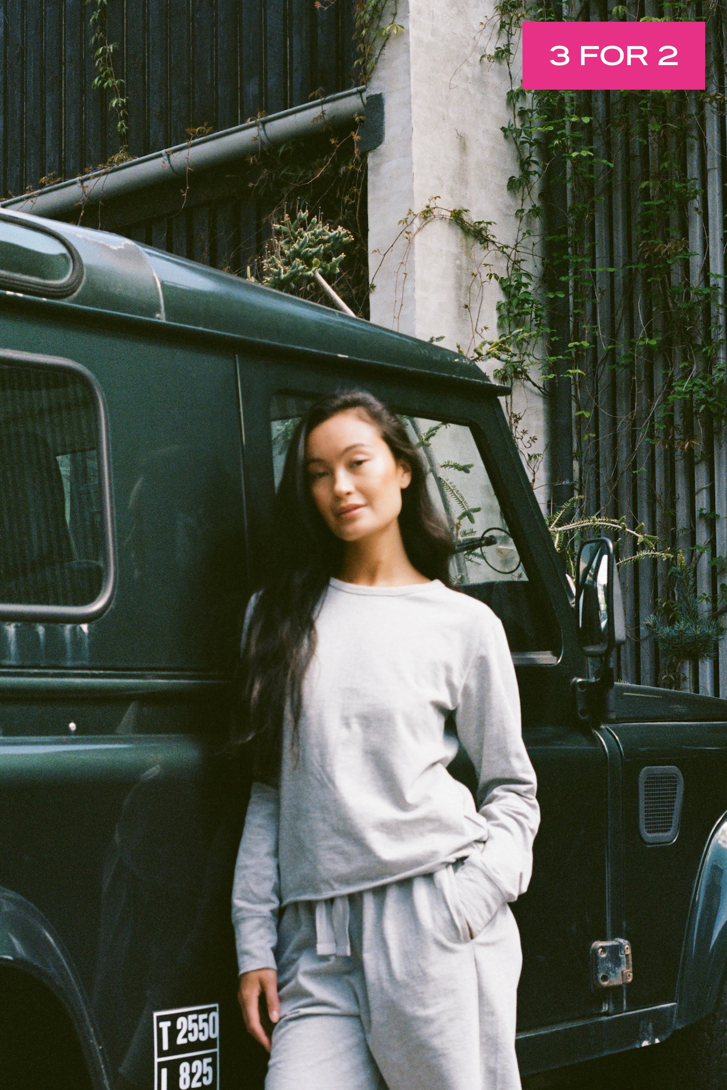 Hila - Light stretch crew neck top I Grey melange 1 - Rabens Saloner