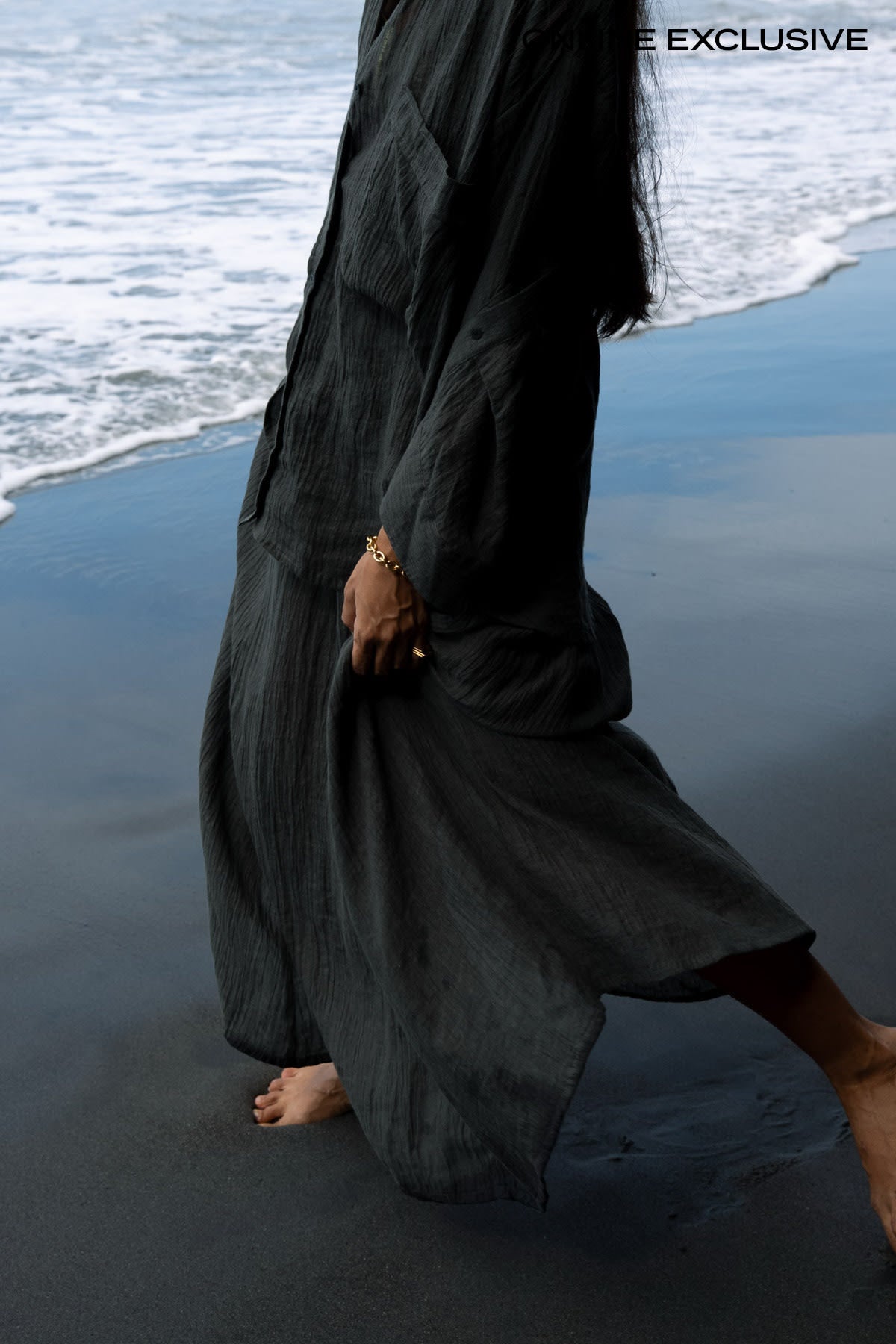 Jumana - Crinkled flared skirt I Faded black Faded black XS 7 - Rabens Saloner