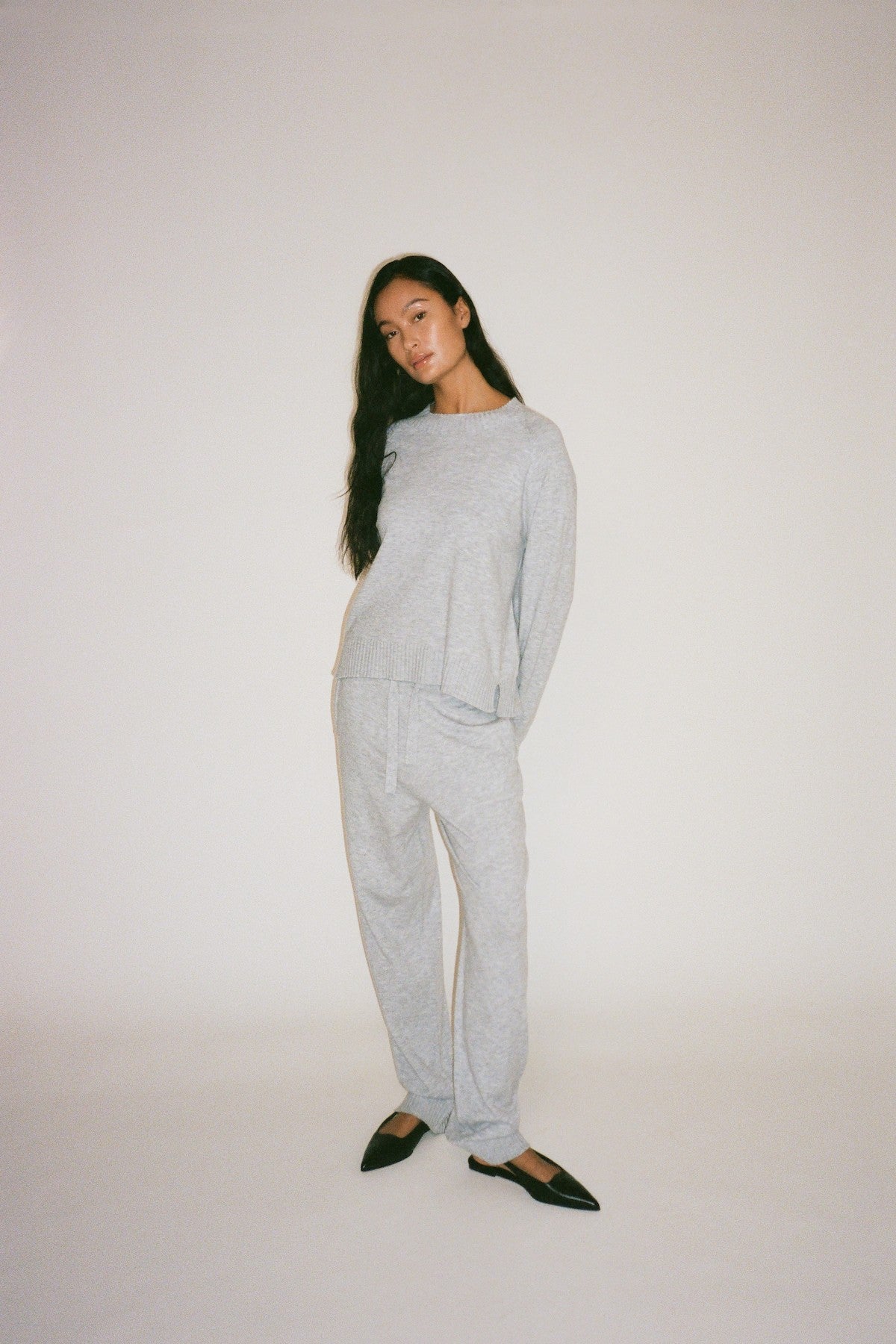 Ruca - Knit lounge boxy sweater I Grey melange 6 - Rabens Saloner