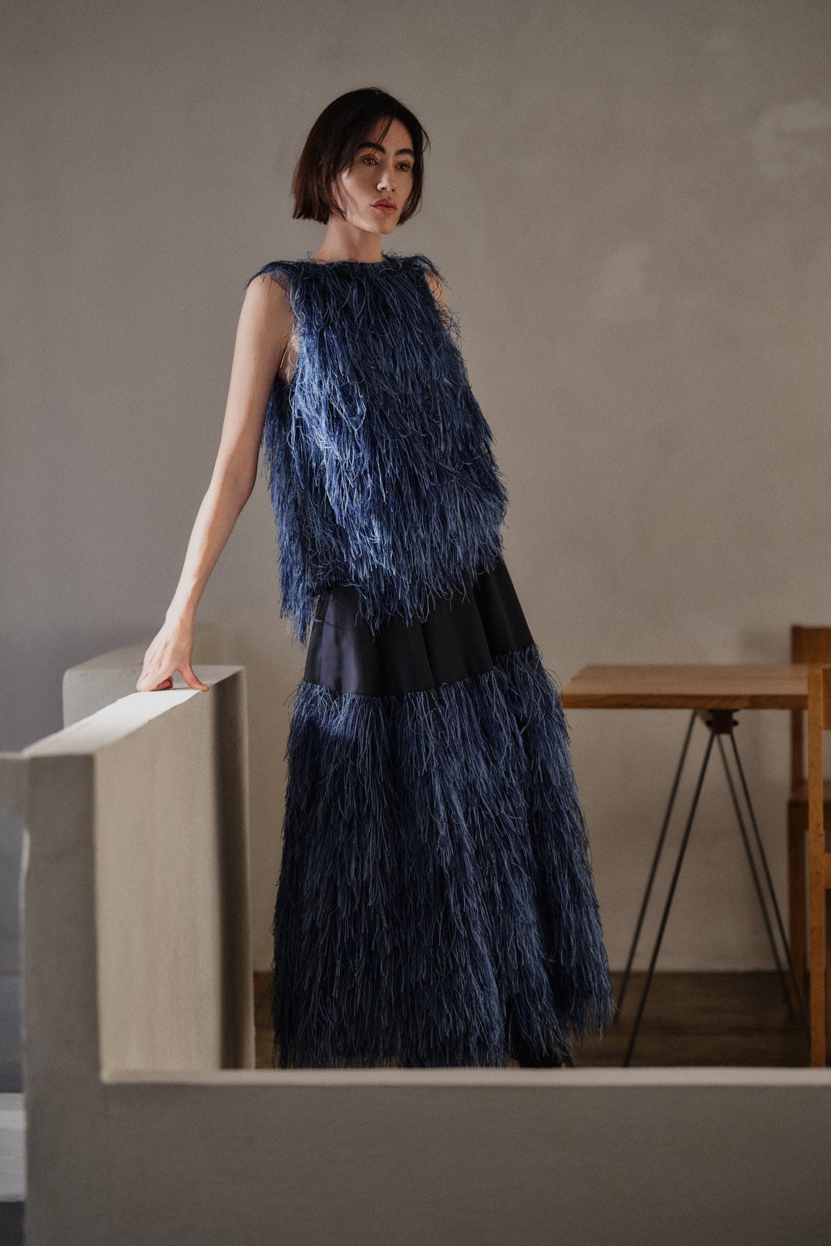Magna - Plume combo full skirt I PRE-ORDER I Navy 7 - Rabens Saloner