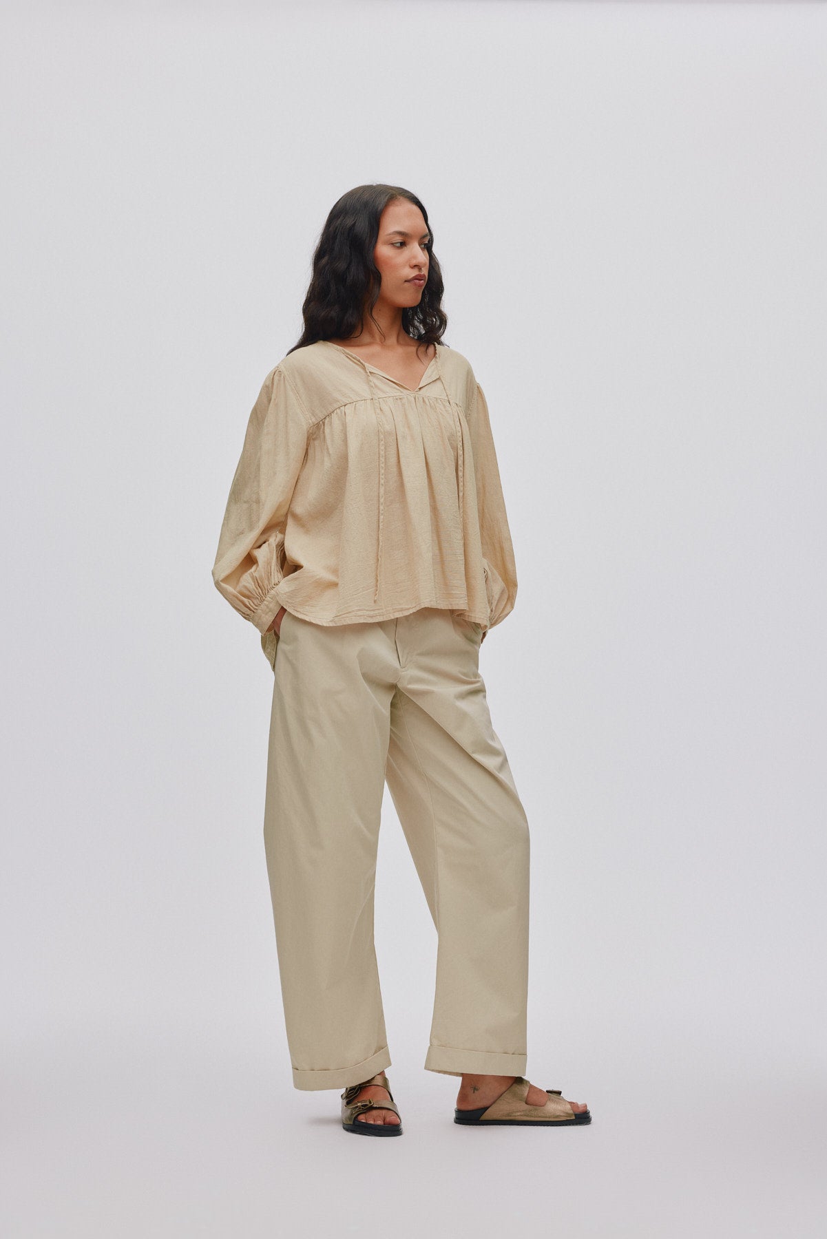 Eike - Cotton full sleeve blouse I White 4 - Rabens Saloner
