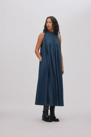 Annisa - Poplin full dress I Navy Navy XS 1 - Rabens Saloner
