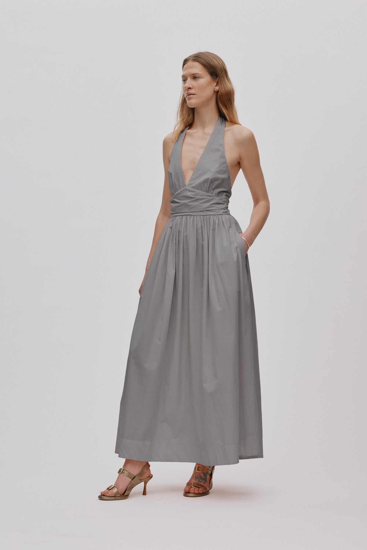 Izette - Poplin halter dress I Asphalt Asphalt XS 1 - Rabens Saloner