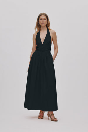 Izette - Poplin halter dress I Black Black XS 1 - Rabens Saloner