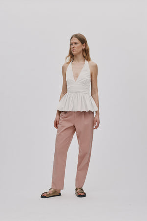 Raina - Texture canvas pleat pants I Soft rose Soft rose XS 1 - Rabens Saloner