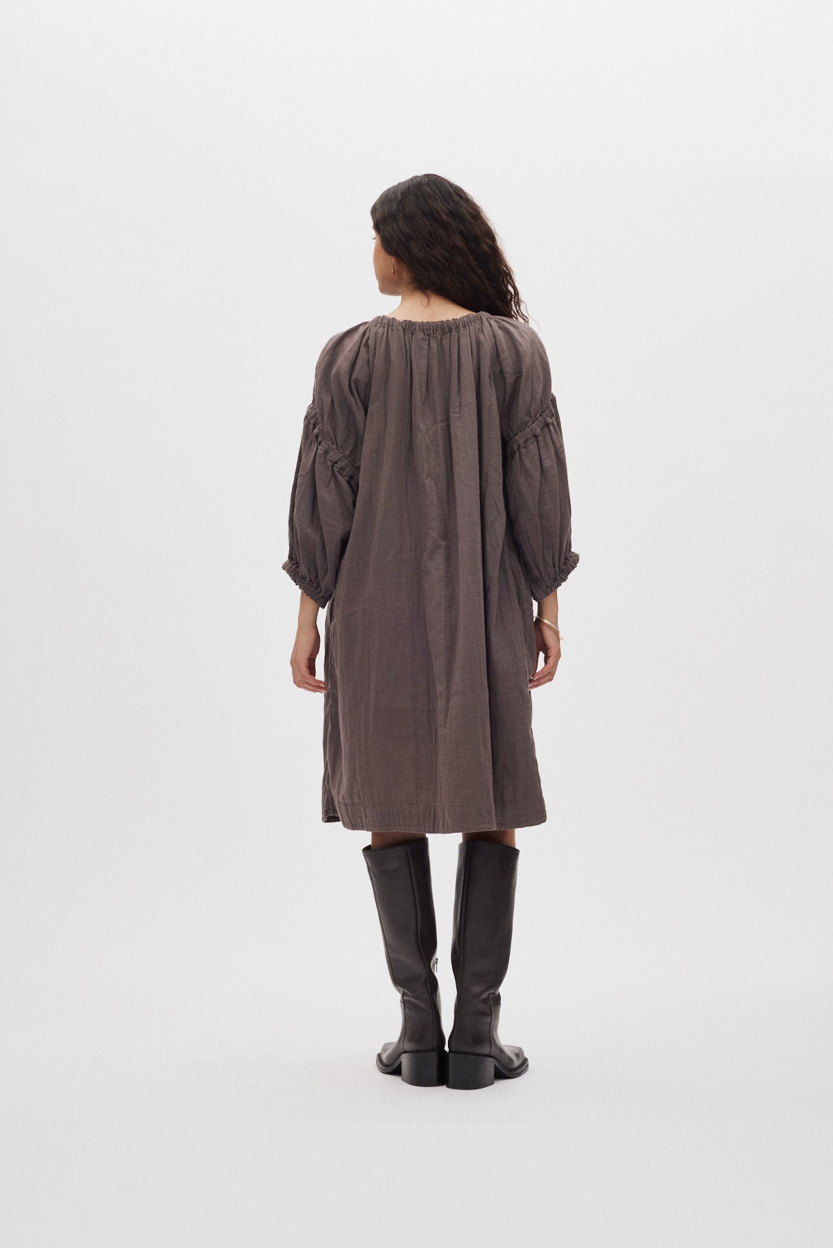 Mabel - Cotton double elasticated dress I Brown 3 - Rabens Saloner