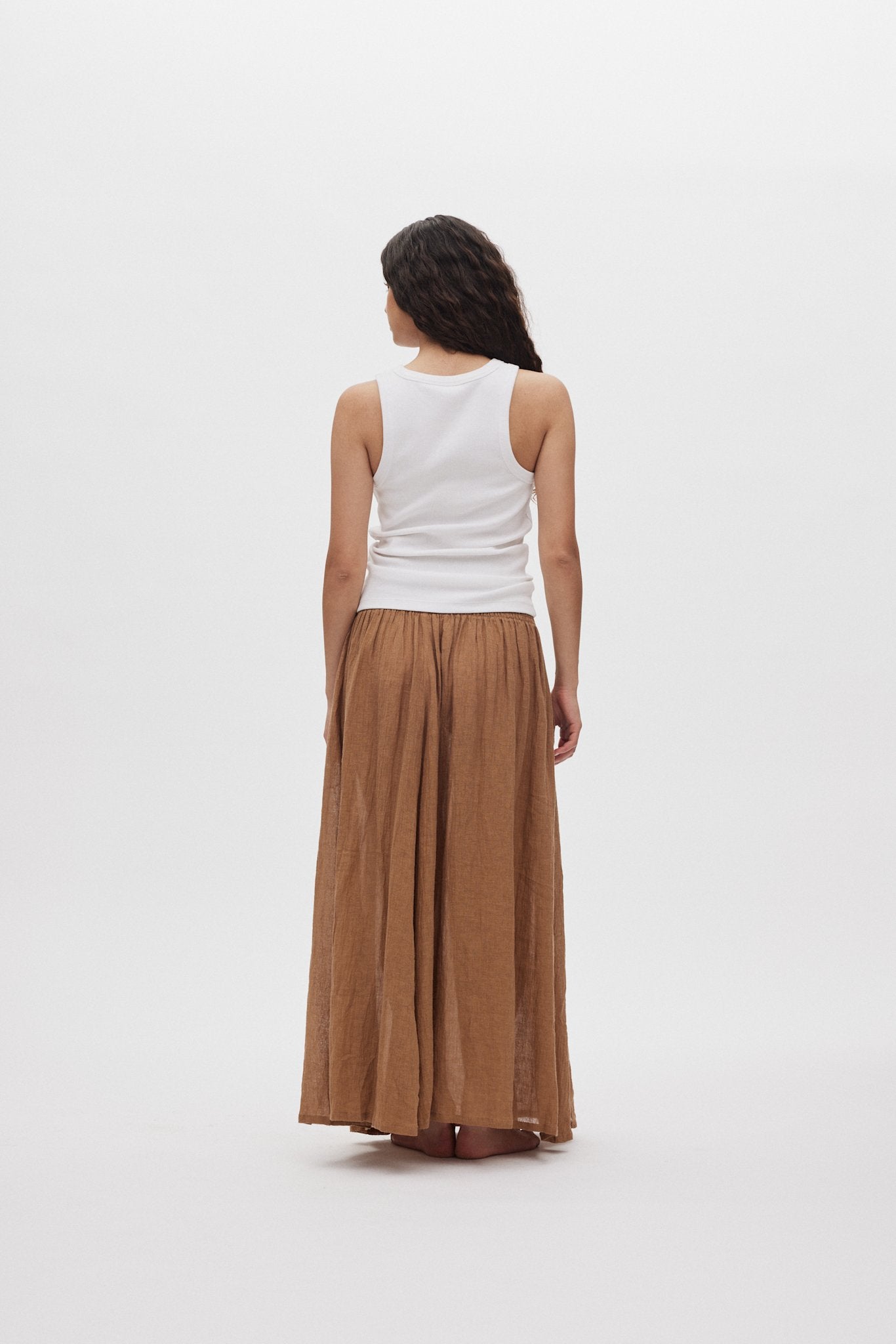 Jumana - Crinkled flared skirt I Walnut 6 - Rabens Saloner