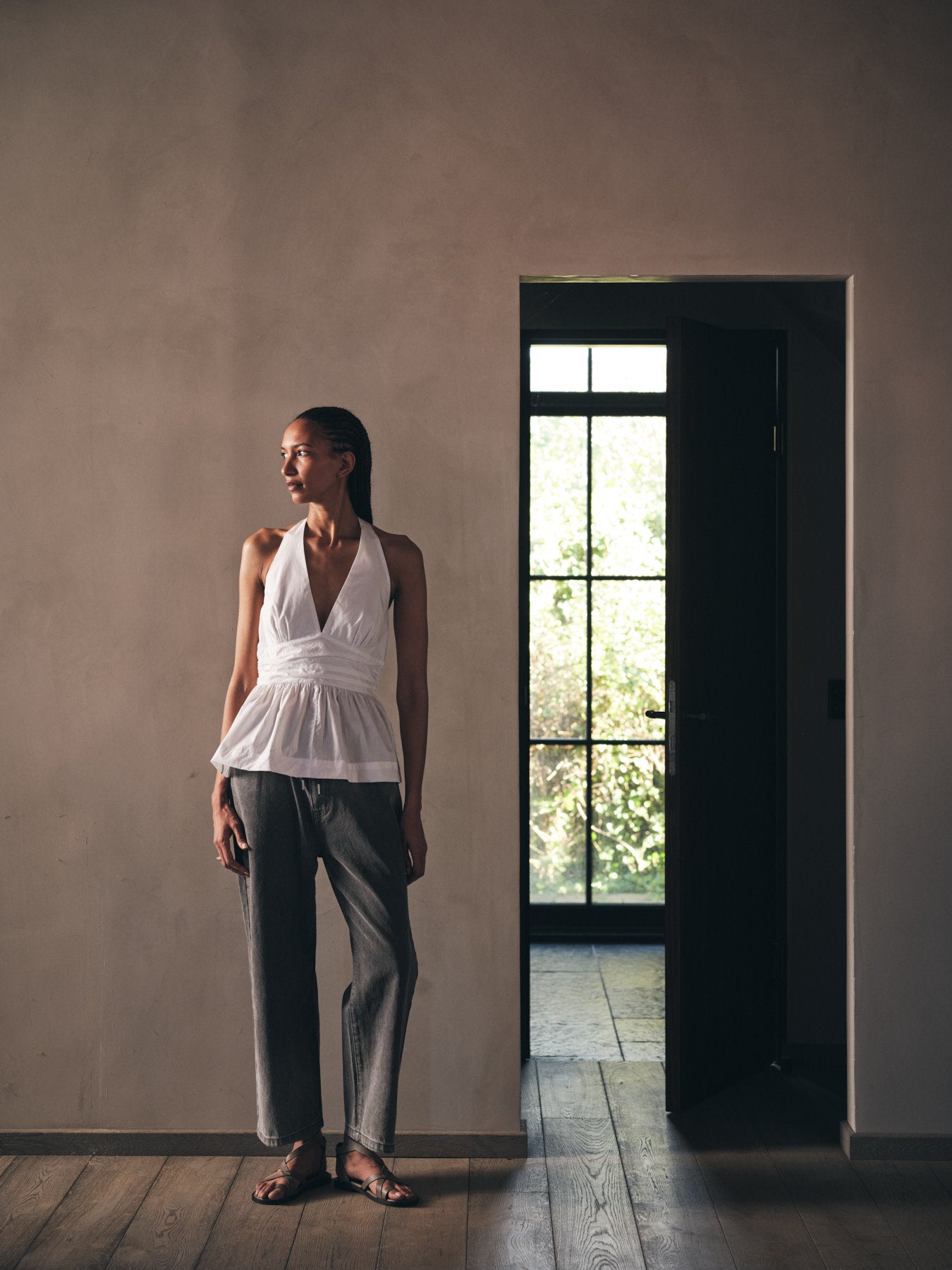 Beza - Grey denim drawstring pants I Washed grey 10 - Rabens Saloner