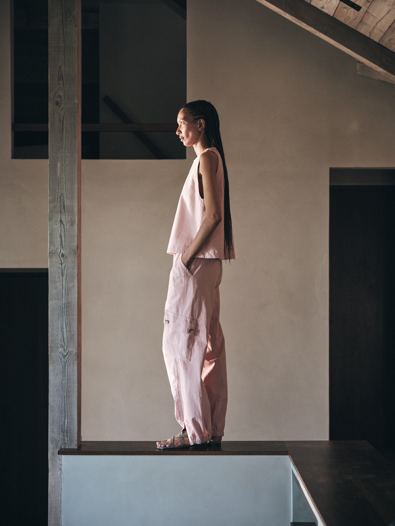 Kaley - Texture canvas halter top I Soft rose 8 - Rabens Saloner