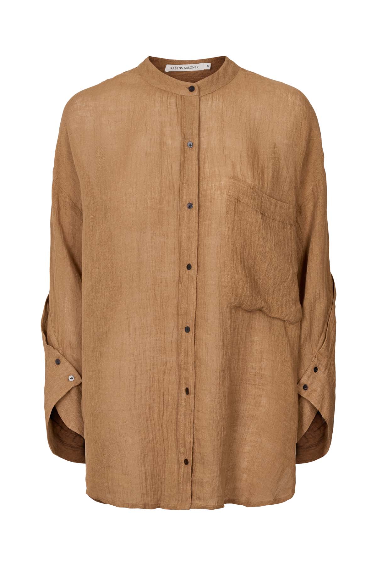 Bobbies - Crinkled oversize shirt I Walnut 10 - Rabens Saloner