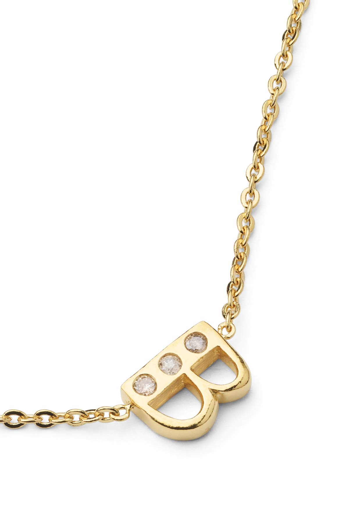 Diamond letter necklace - Rabens Momento I Gold w/ Champagne diamond Gold w/ Champagne diamond B 9 - Rabens Saloner