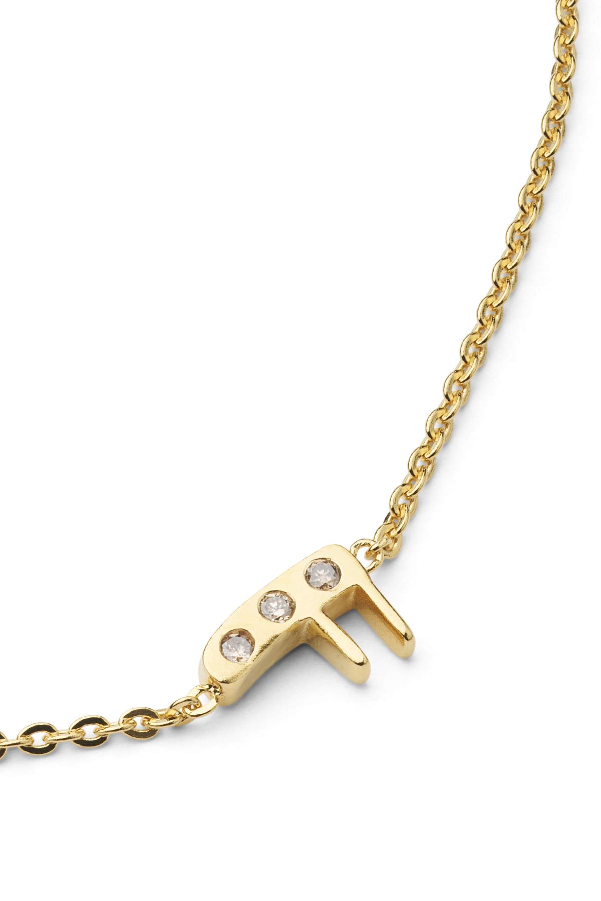 Diamond letter necklace - Rabens Momento I Gold w/ Champagne diamond Gold w/ Champagne diamond F 17 - Rabens Saloner