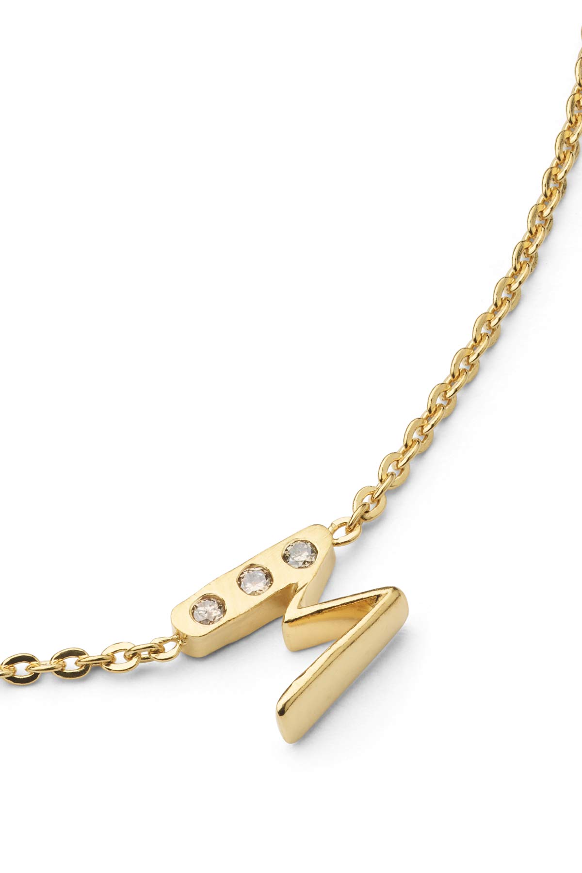 Diamond letter necklace - Rabens Momento I Gold w/ Champagne diamond Gold w/ Champagne diamond M 3 - Rabens Saloner
