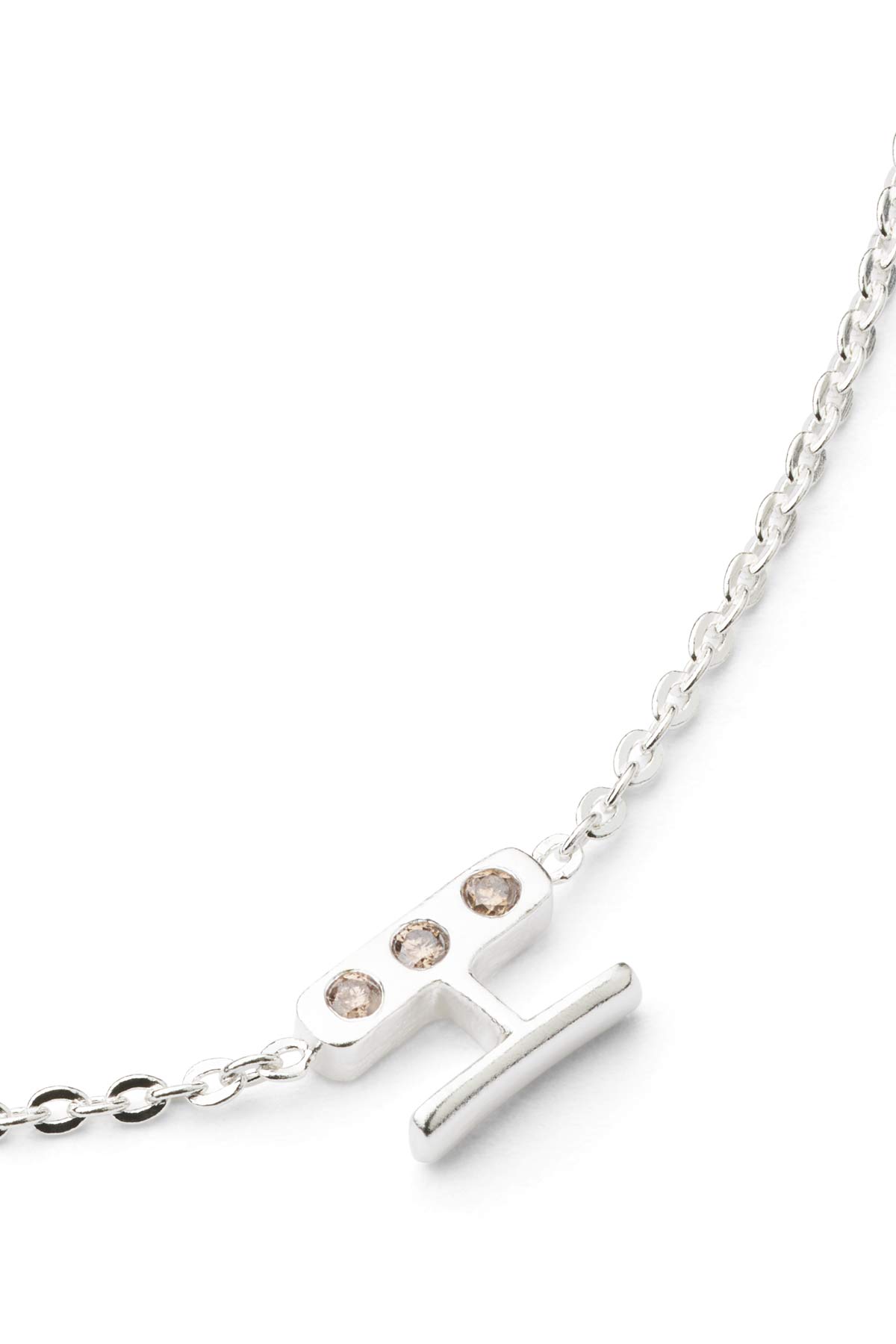 Diamond letter necklace - Rabens Momento I Silver w/ Champagne diamond Silver w/ Champagne diamond H 22 - Rabens Saloner