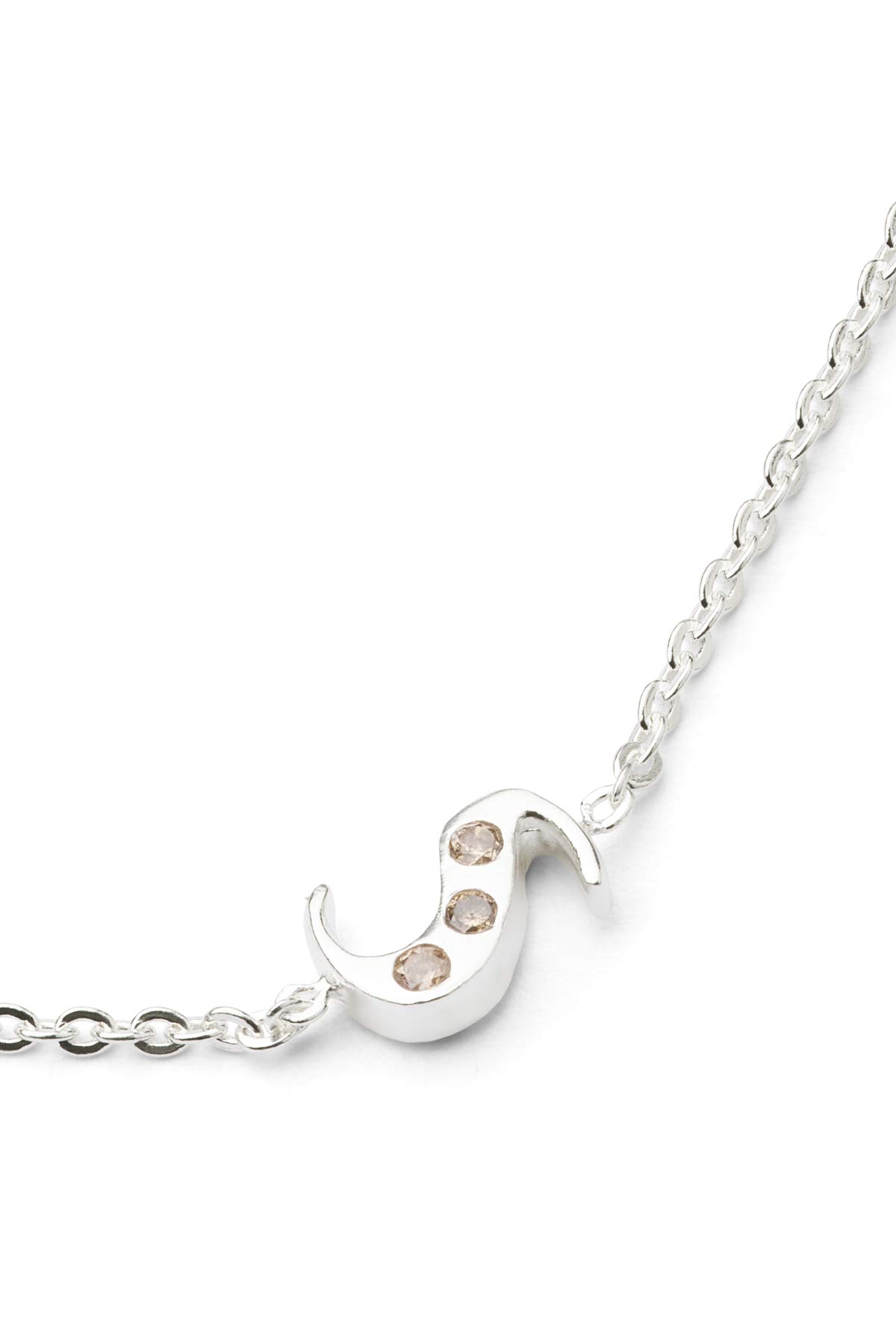Diamond letter necklace - Rabens Momento I Silver w/ Champagne diamond Silver w/ Champagne diamond S 1 - Rabens Saloner