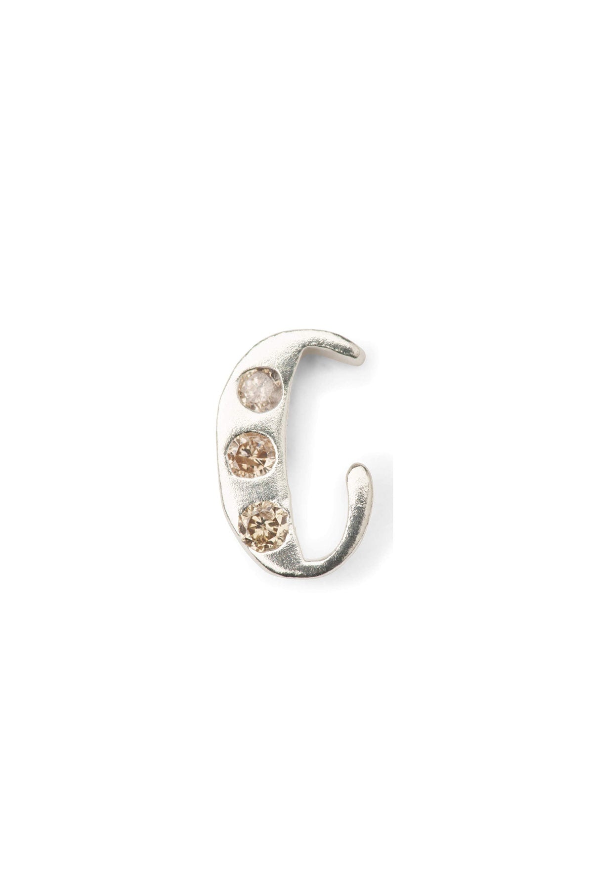 Diamond letter ear stud - Rabens Momento I Silver w/ Champagne diamond Silver w/ Champagne diamond C 11 - Rabens Saloner