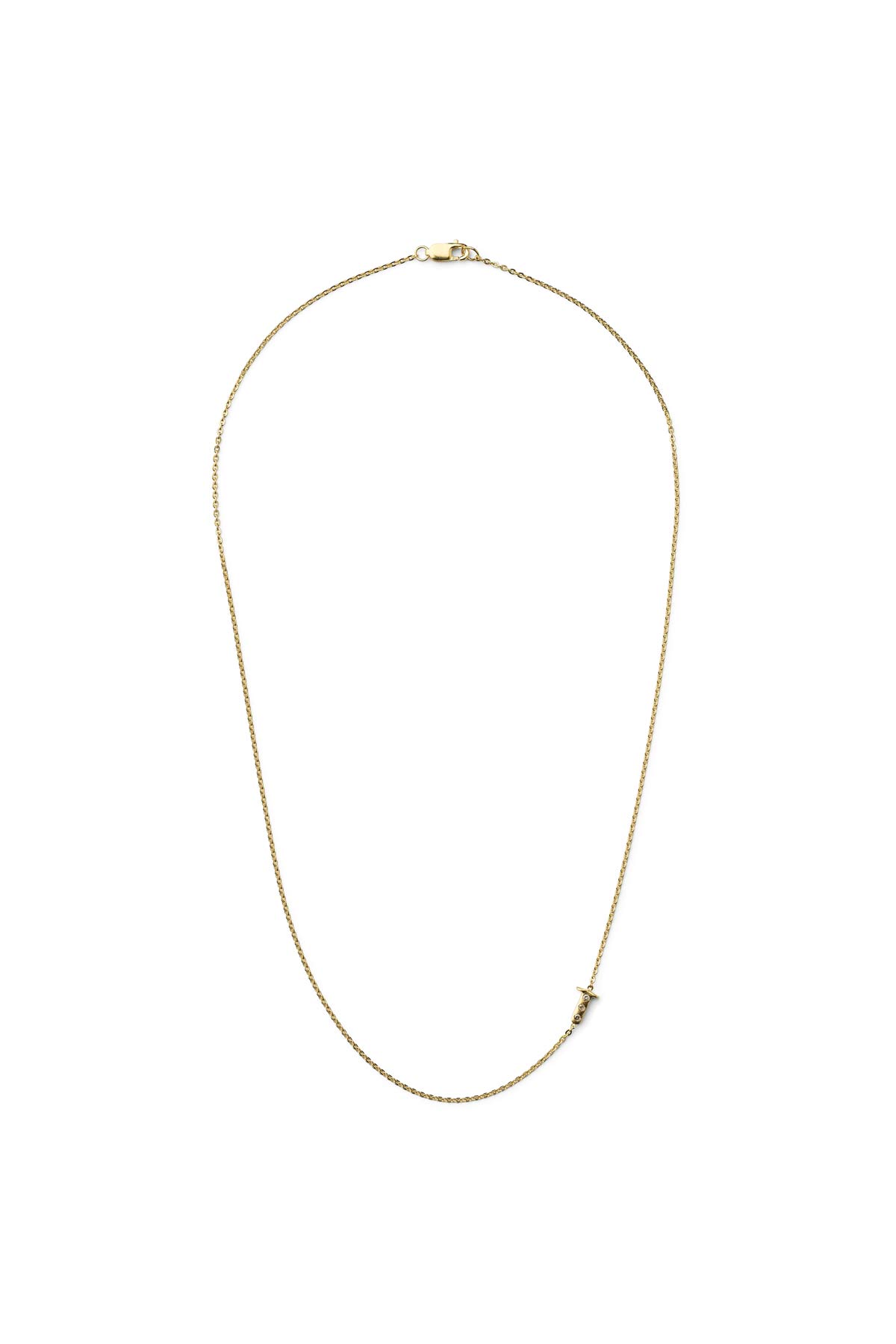 Diamond letter necklace - Rabens Momento I Gold w/ Champagne diamond