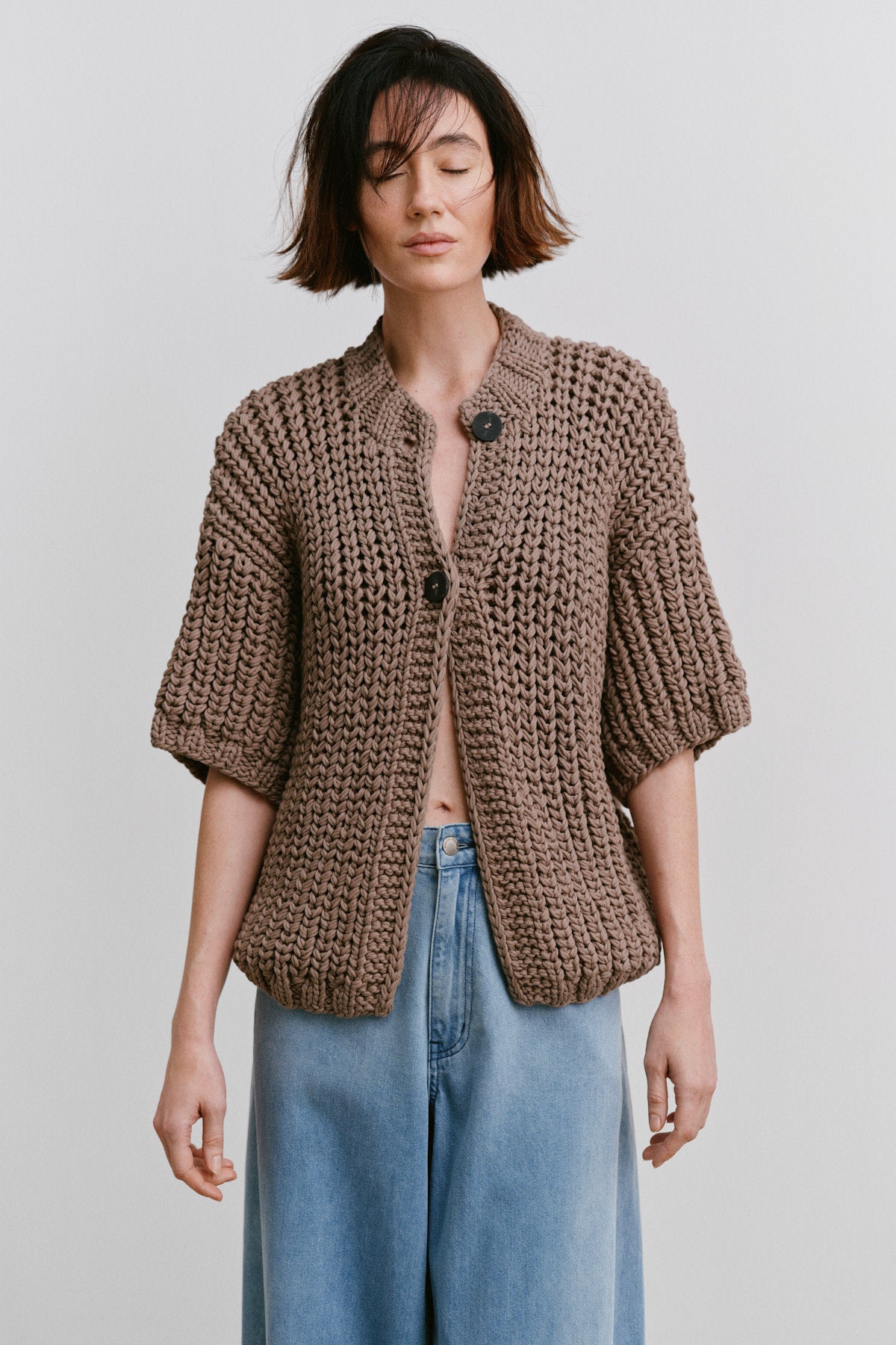 Alice - Rope knit cardigan I Walnut 2 - Rabens Saloner