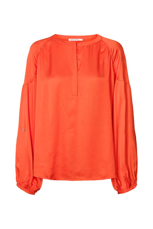 Lissy - Contrast lace shirt I Deep mandarin Deep mandarin XS 4 - Rabens Saloner