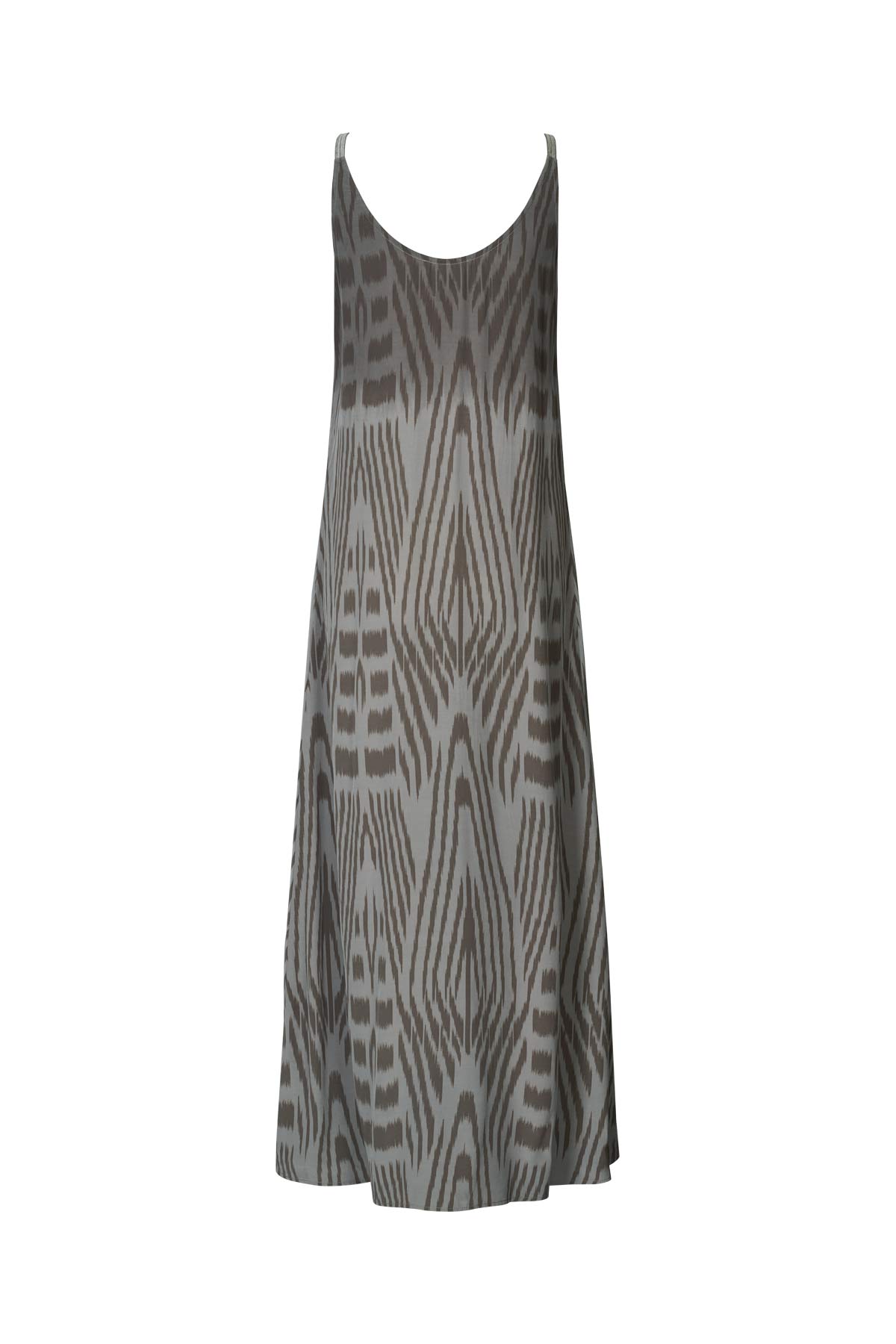 Maice - Ombre ikat slim string dress I Asphalt combo 7 - Rabens Saloner
