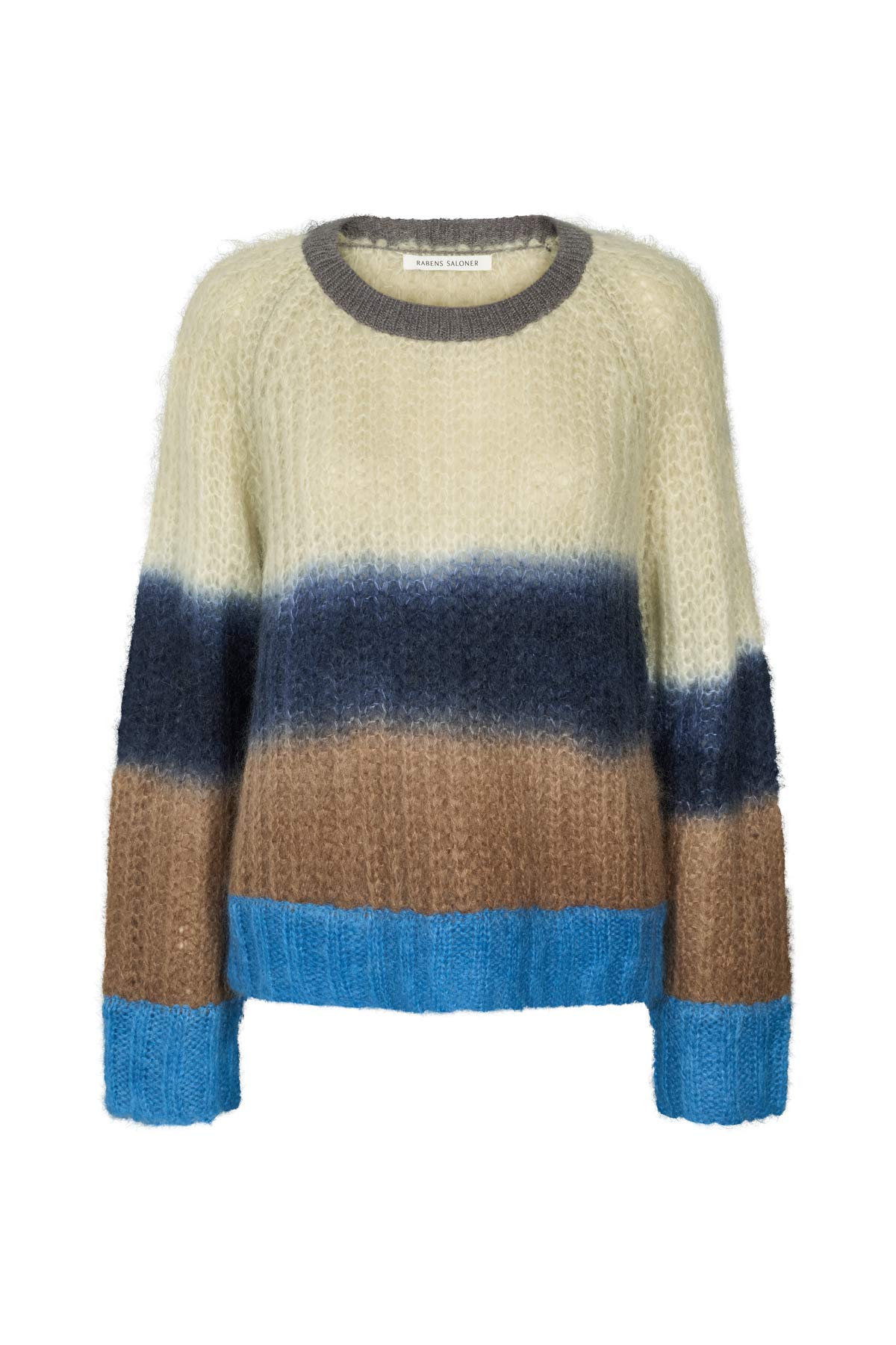 Jasmin - Faded knit boxy sweater I Blue combo 4 - Rabens Saloner