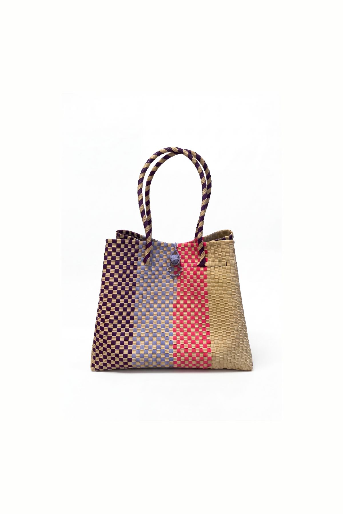 Woven Tote Bag - Rabens Saloner I Pink/Blue Combo Pink/Blue Combo 1 - Rabens Saloner